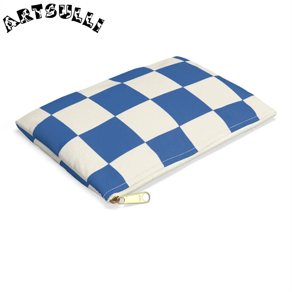 JAKKOUTTHEBXX Checkerboard Blue Accessory Pouch JAKKOUTTHEBXX