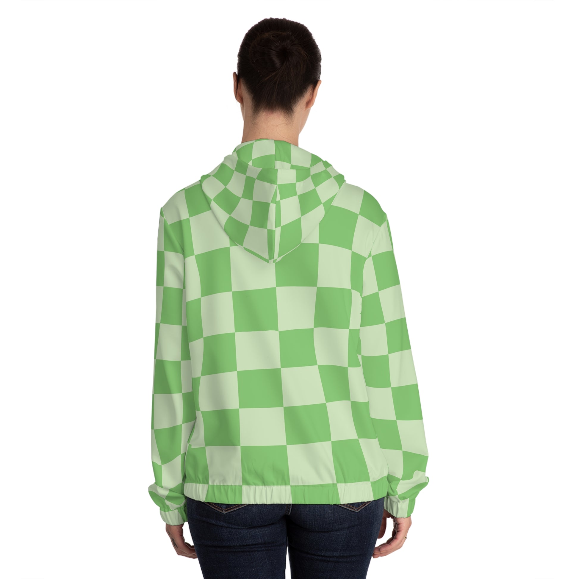 Checkerboard Green Women’s Full-Zip Hoodie (AOP), Artsulli - Art is Long, Life is Short, All Over Prints, , , , , , , 