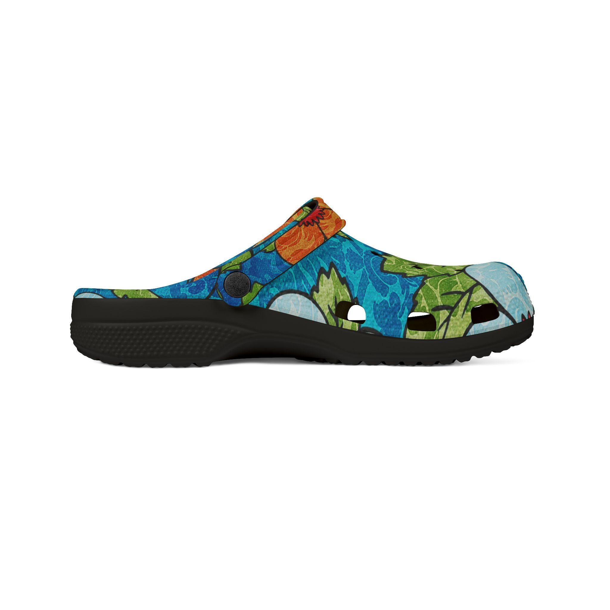 Blue Orange Groovy EVA Foam Rubber Shoes (AOP), Artsulli - Art is Long, Life is Short, Shoes, , , , , , , 