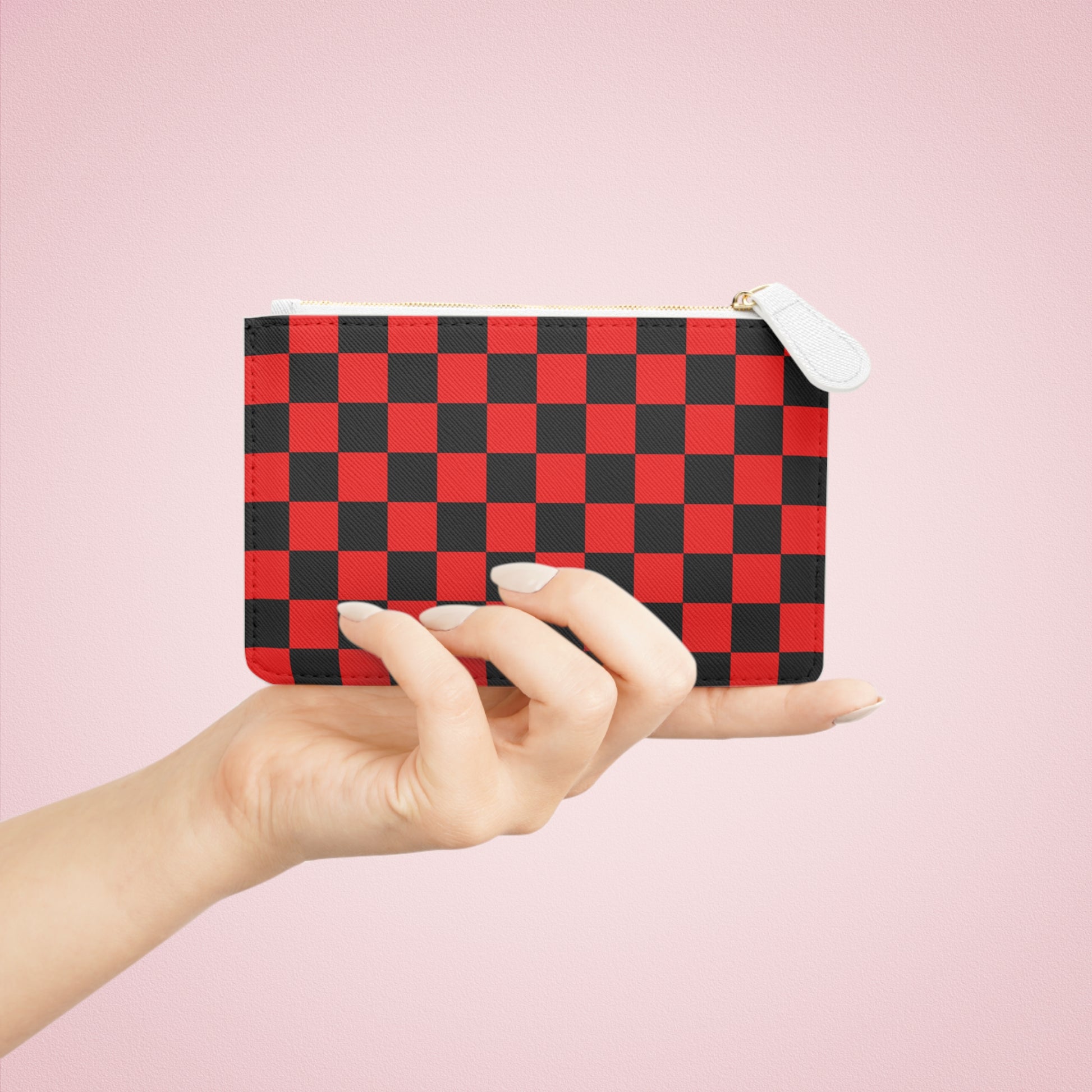 Checkerboard Red and Black Mini Clutch Bag, Artsulli - Art is Long, Life is Short, Bags, , , , , , , 