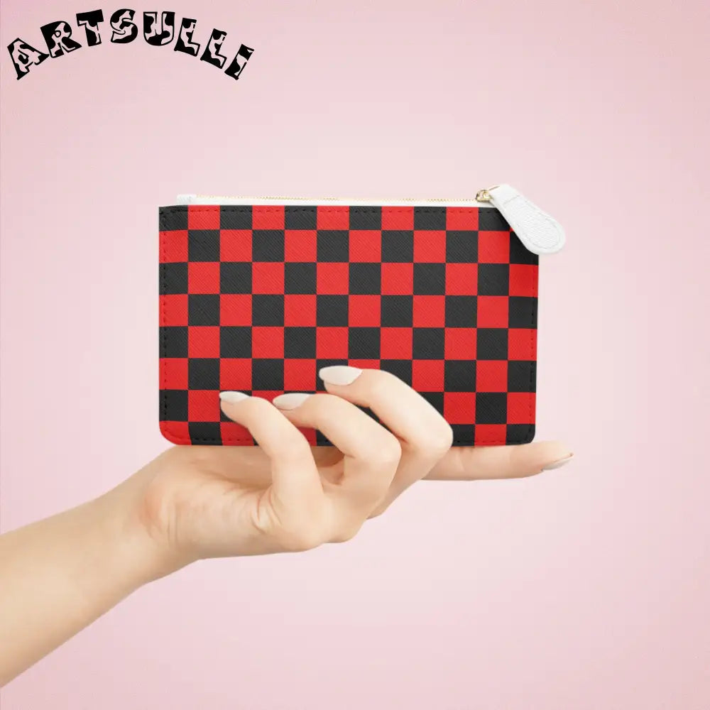 JAKKOUTTHEBXX Checkerboard Red and Black Mini Clutch Bag