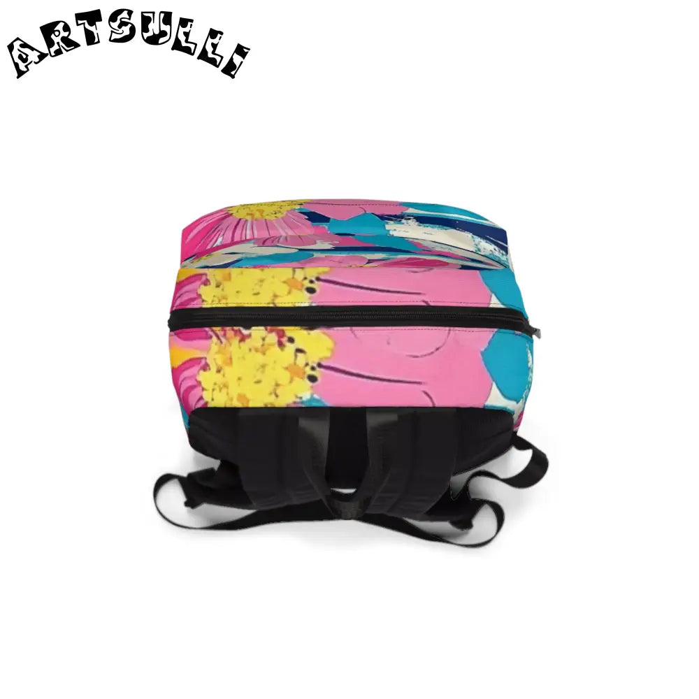 JAKKOUTTHEBXX Muted Pastel Floral and Stripe Waterproof Backpack 2025