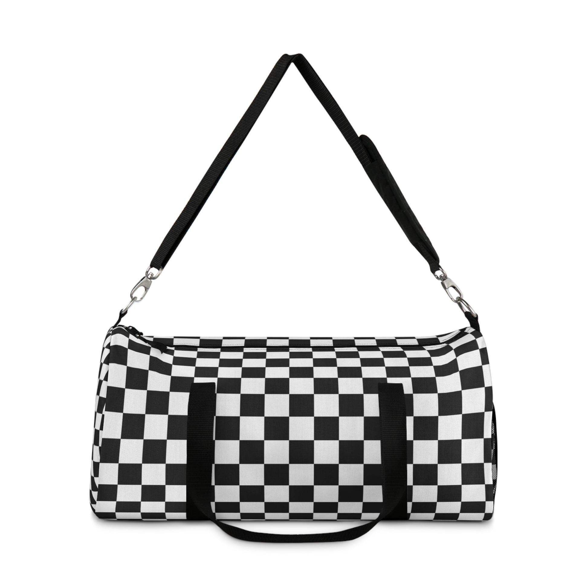 Checkerboard White and Black Duffel Bag, Artsulli - Art is Long, Life is Short, Bags, , , , , , , 