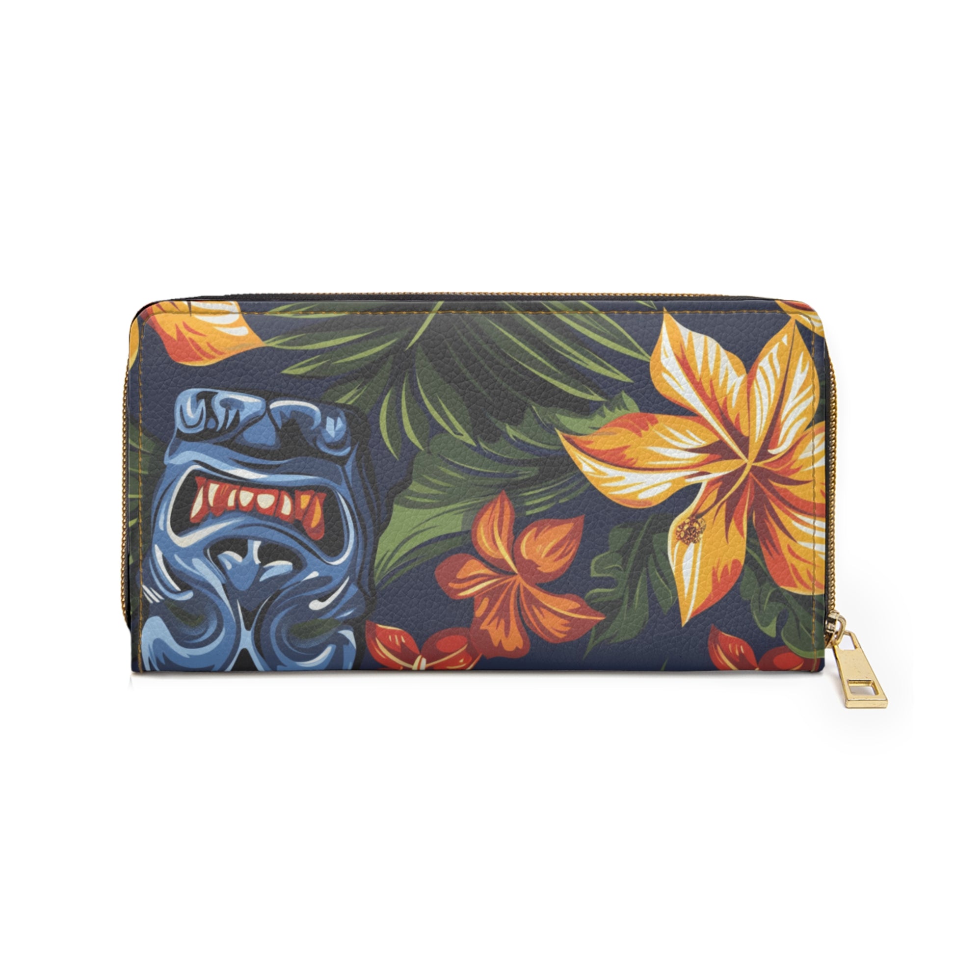 Tiki Bloom Navy Zipper Wallet, Artsulli - Art is Long, Life is Short, Accessories, , , , , , , 