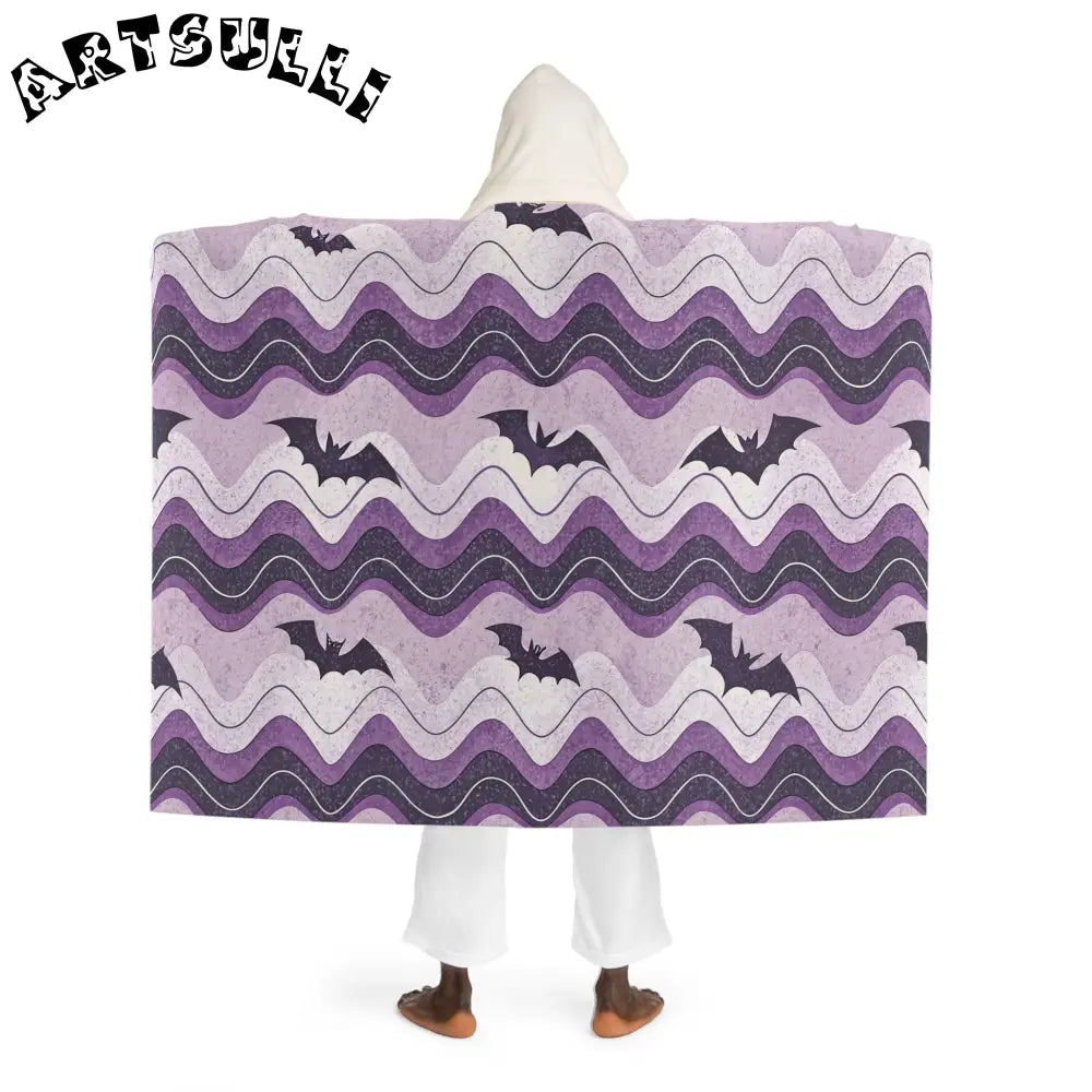 JAKKOUTTHEBXX Bat Wave Hooded Sherpa Fleece Blanket JAKKOUTTHEBXX