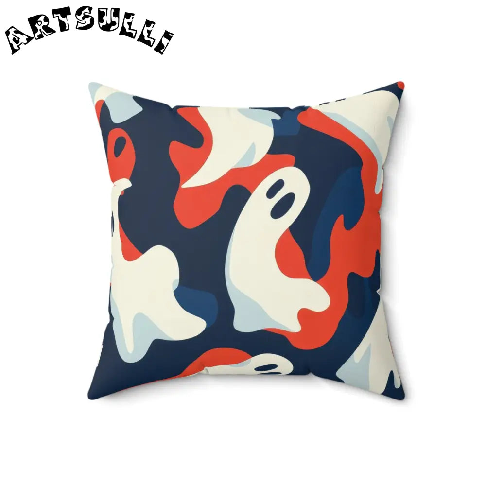 JAKKOUTTHEBXX Camo Ghosts Faux Suede Square Pillow JAKKOUTTHEBXX