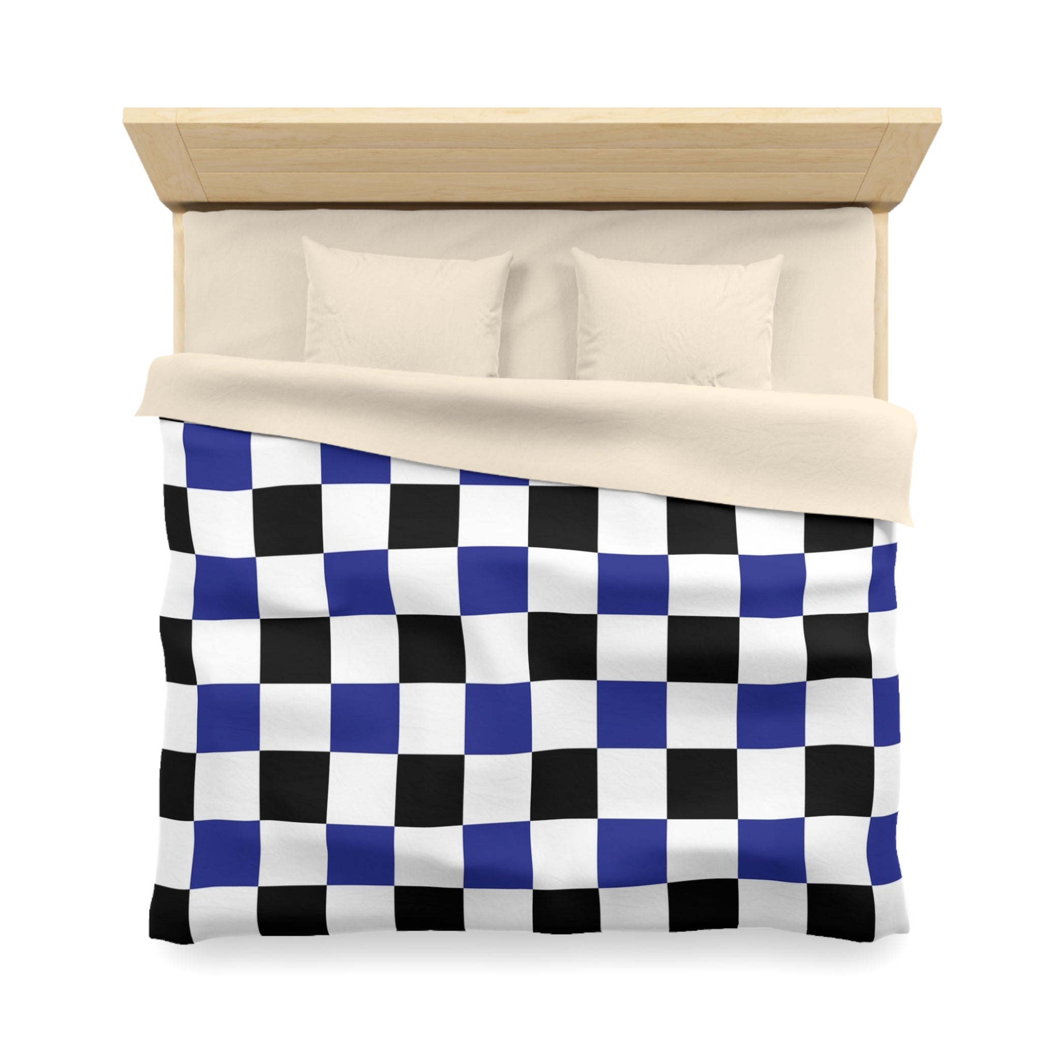Checkerboard Blue White and Black Microfiber Duvet Cover, Artsulli - Art is Long, Life is Short, Home Decor, , , , , , , 