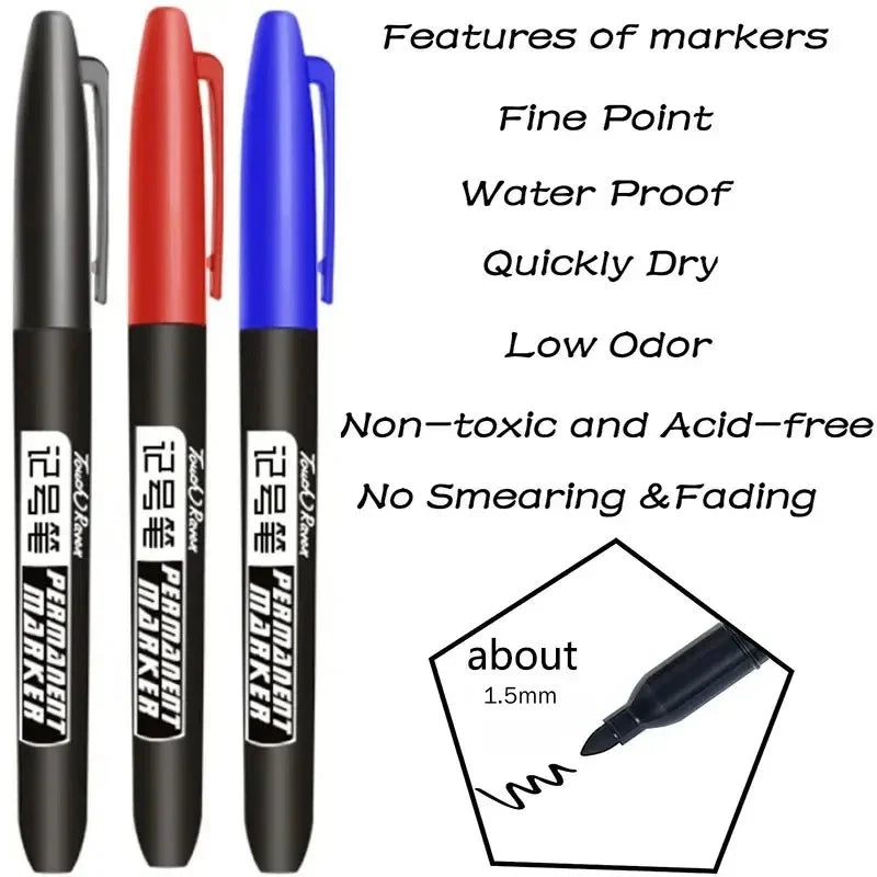Buy The Best By Artsulli - Art is Long Life Short - Permanent Marker Pen Drawing Markers Black Blue Red Waterproof Ink Sketch Pens