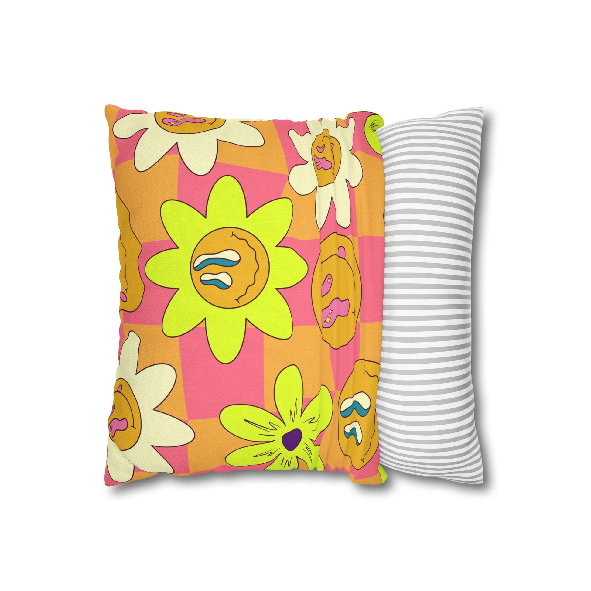 Trippy Sour Face Rave Spun Polyester Square Pillowcase, Artsulli - Art is Long, Life is Short, Home Decor, , , , , , , 