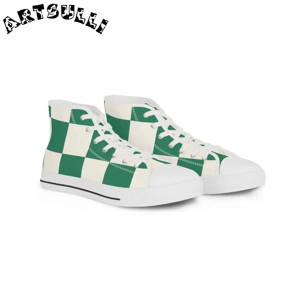 JAKKOUTTHEBXX Checkerboard Dark Green Men’s High Top Sneakers