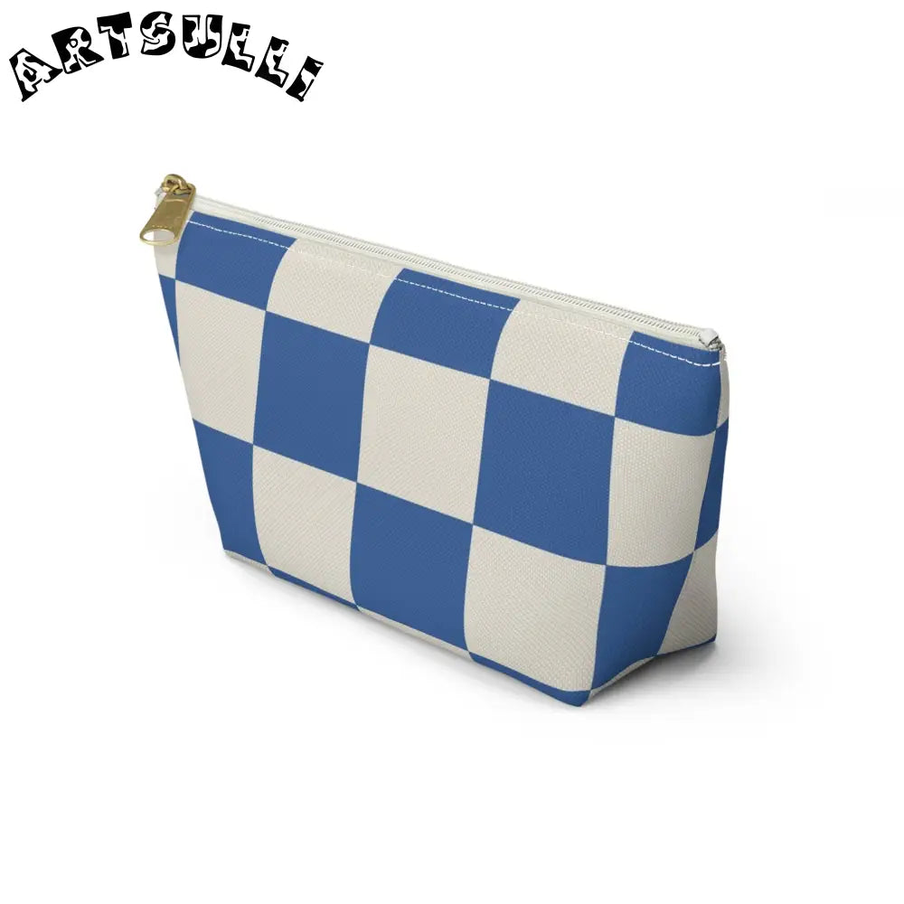 JAKKOUTTHEBXX Checkerboard Blue Accessory Pouch w T-bottom