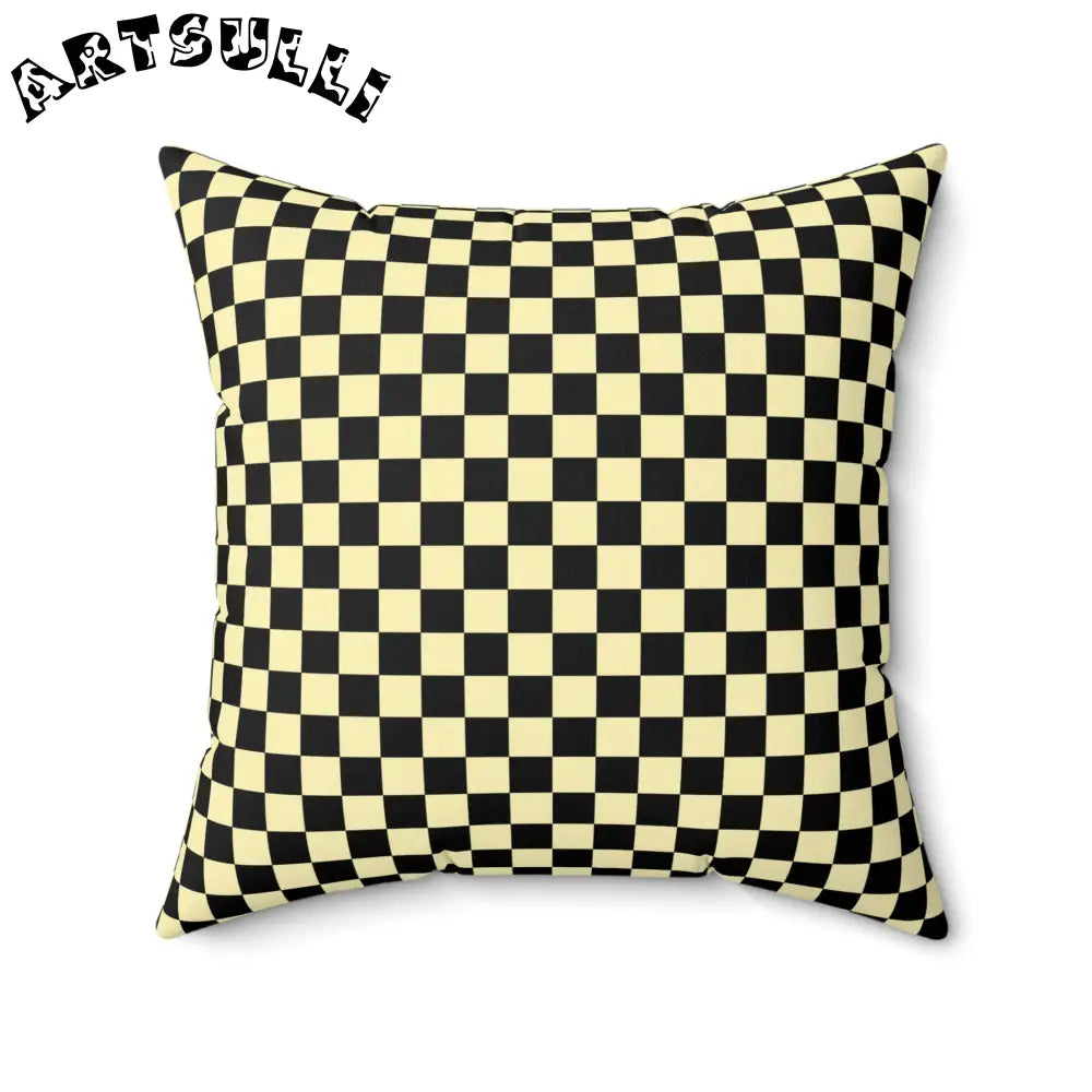 JAKKOUTTHEBXX Checkerboard II Black and Yellow Spun Polyester Square