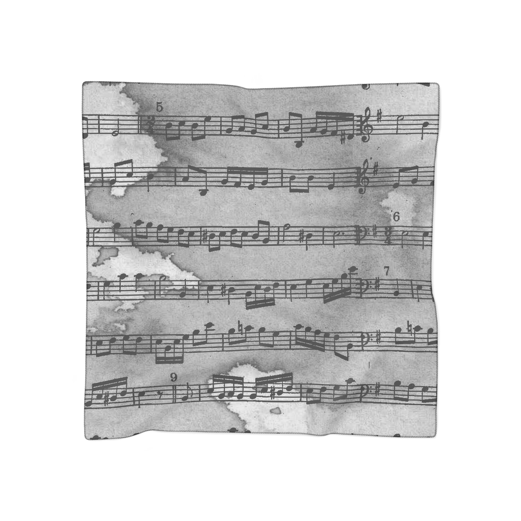 Drip Spill Type Beat Sheet Music Black Poly Scarf, Artsulli - Art is Long, Life is Short, Accessories, Color, Poly chiffon, Size, 25" × 25", , , 33027823263379062368