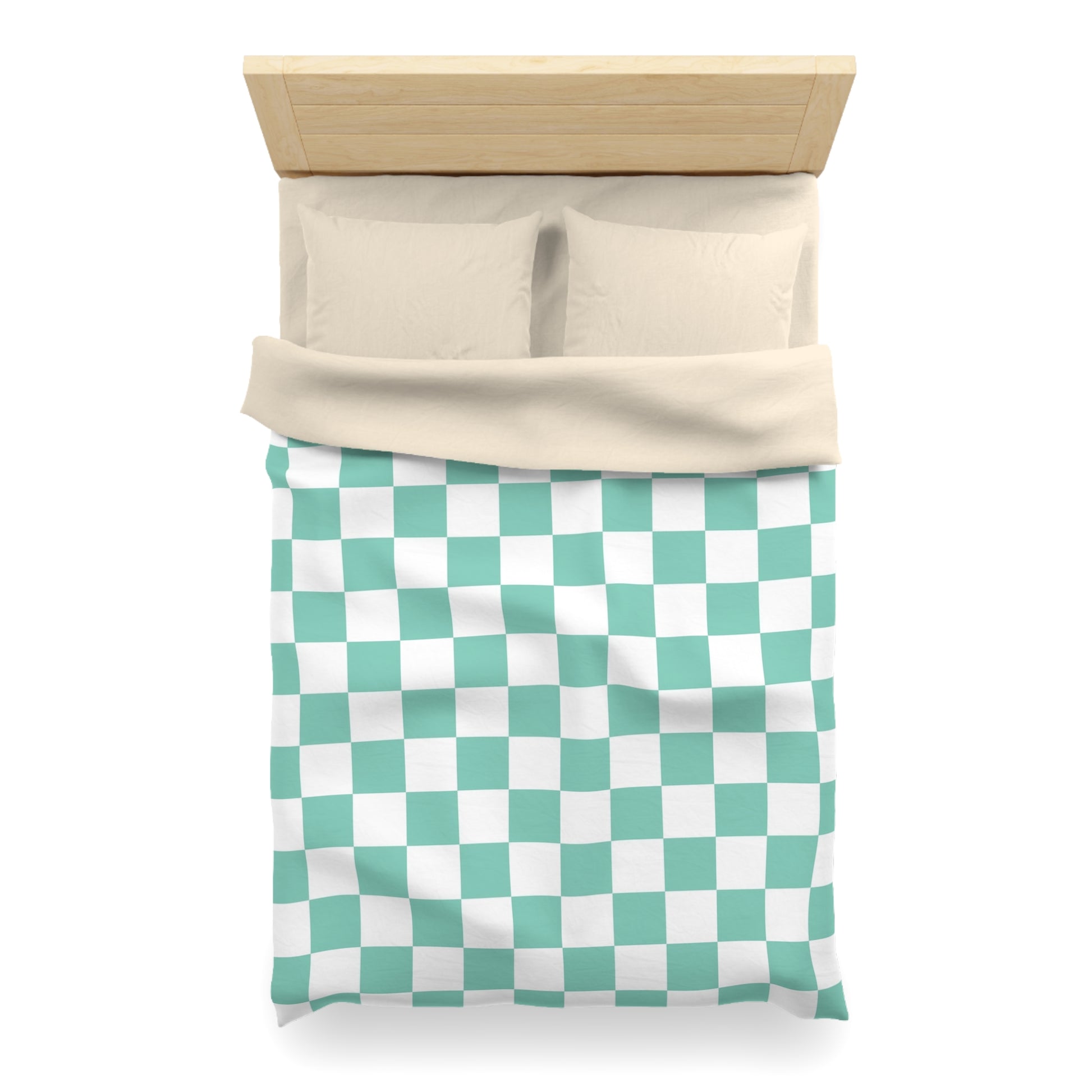 Checkerboard Light Green Microfiber Duvet Cover, Artsulli - Art is Long, Life is Short, Home Decor, , , , , , , 