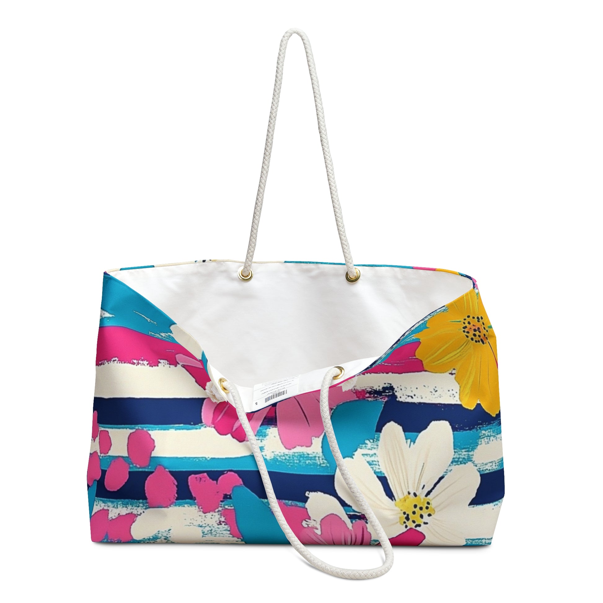Dayglo Floral Stripes II Multi-Color Weekender Bag, Artsulli - Art is Long, Life is Short, Bags, , , , , , , 