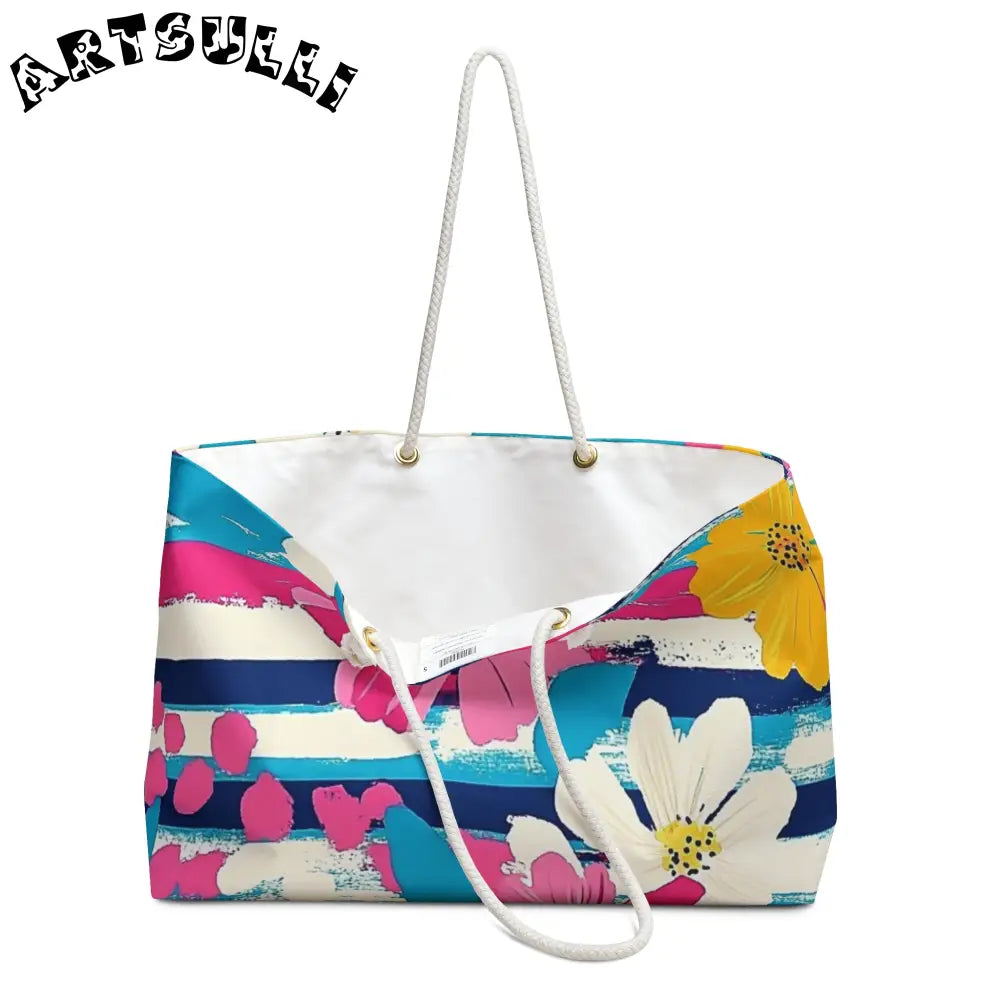 JAKKOUTTHEBXX Dayglo Floral Stripes II Multi-Color Weekender Bag