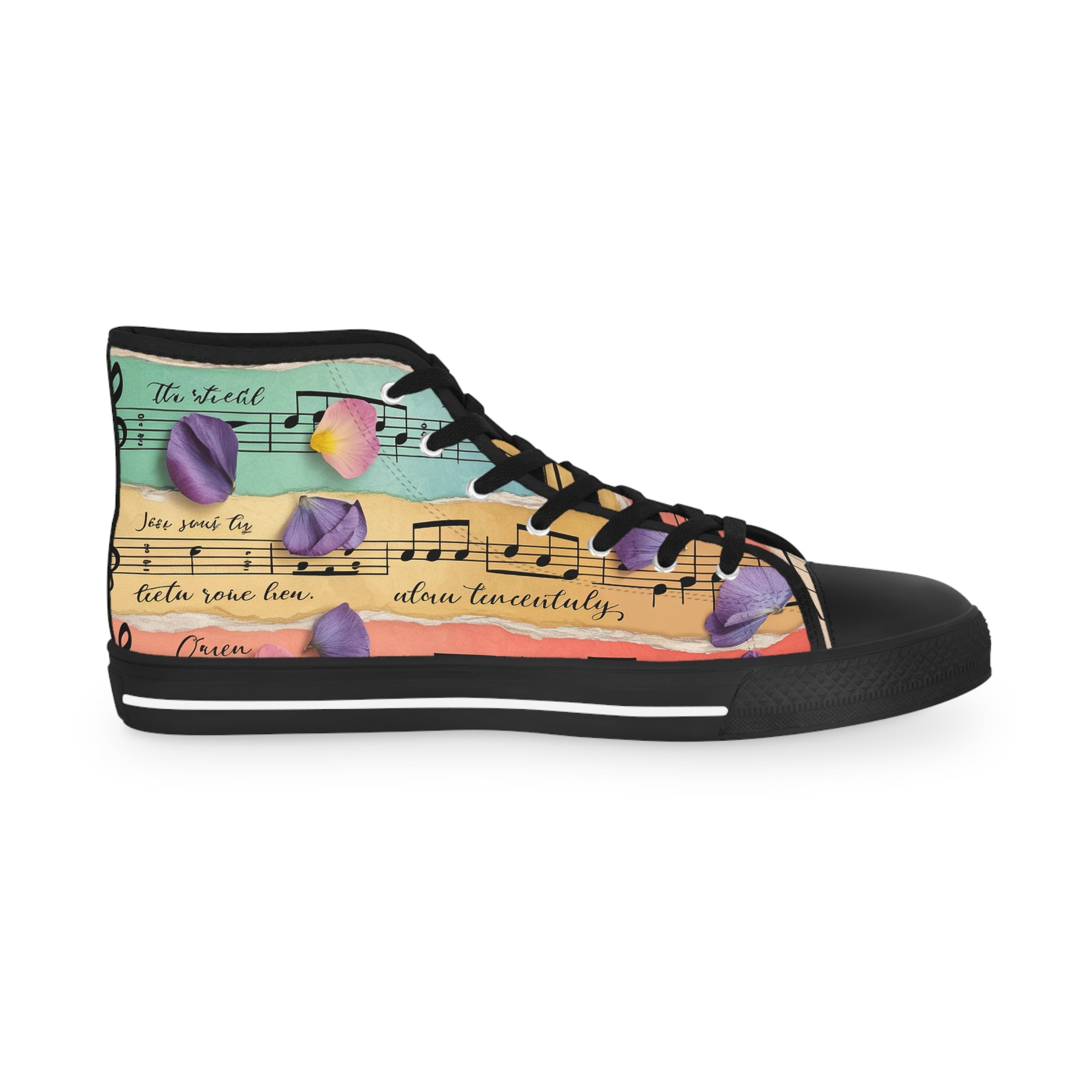 Torn Type Beat Sheet Music Multi-Color Men's High Top Sneakers, Artsulli - Art is Long, Life is Short, Shoes, , , , , , , 