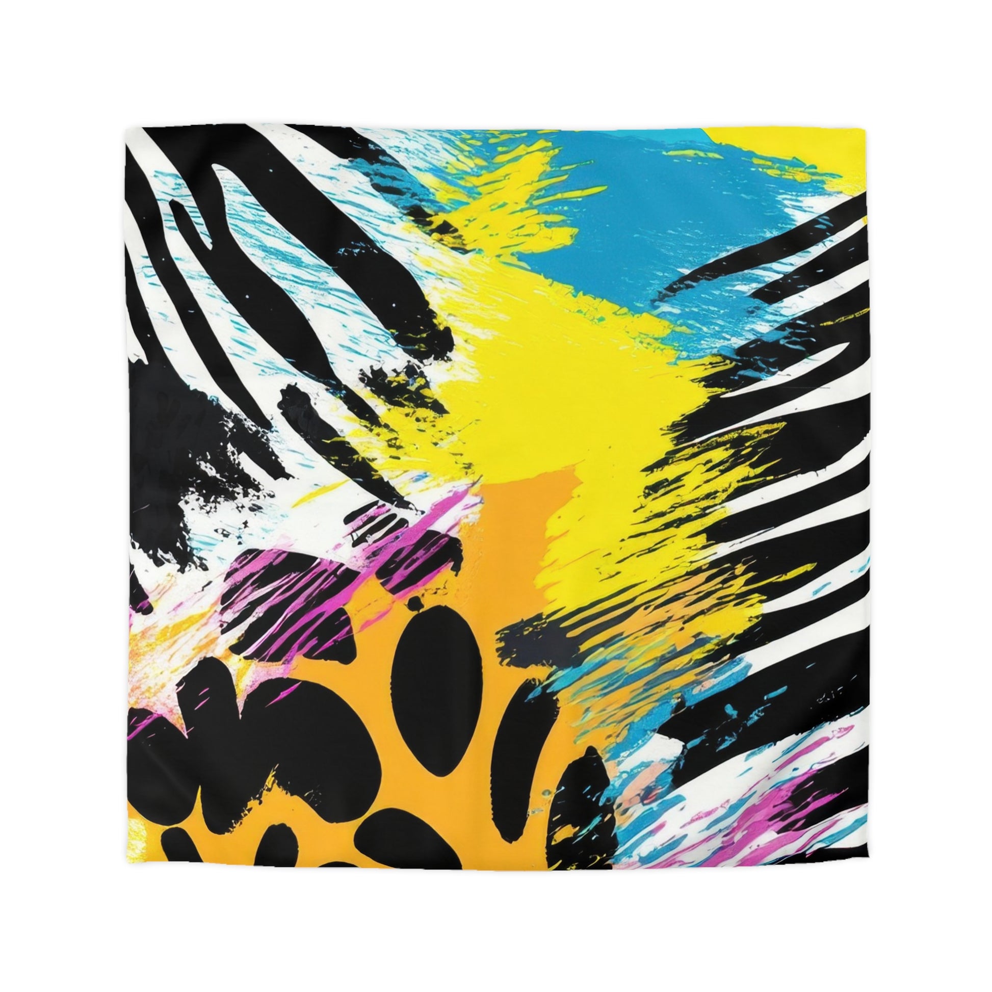 Zebra Stripes x Leapord Print x Paint Splatter Multi-Color Microfiber Duvet Cover, Artsulli - Art is Long, Life is Short, Home Decor, Size, Queen, Color, White, , , 17890148464986