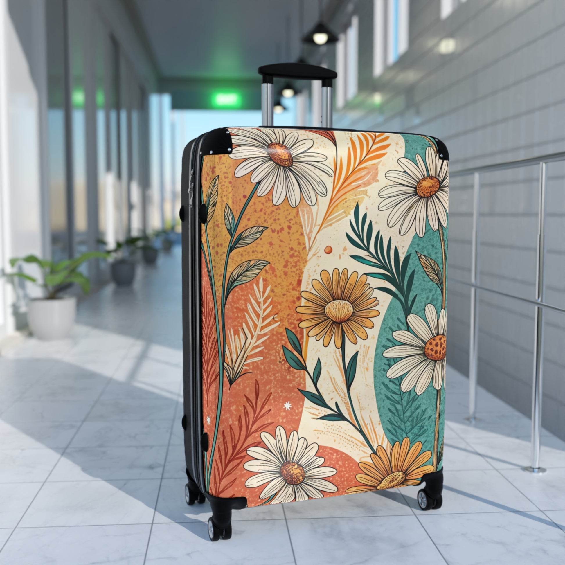 Retro Daisy Dream Suitcase, Artsulli - Art is Long, Life is Short, Bags, , , , , , , 