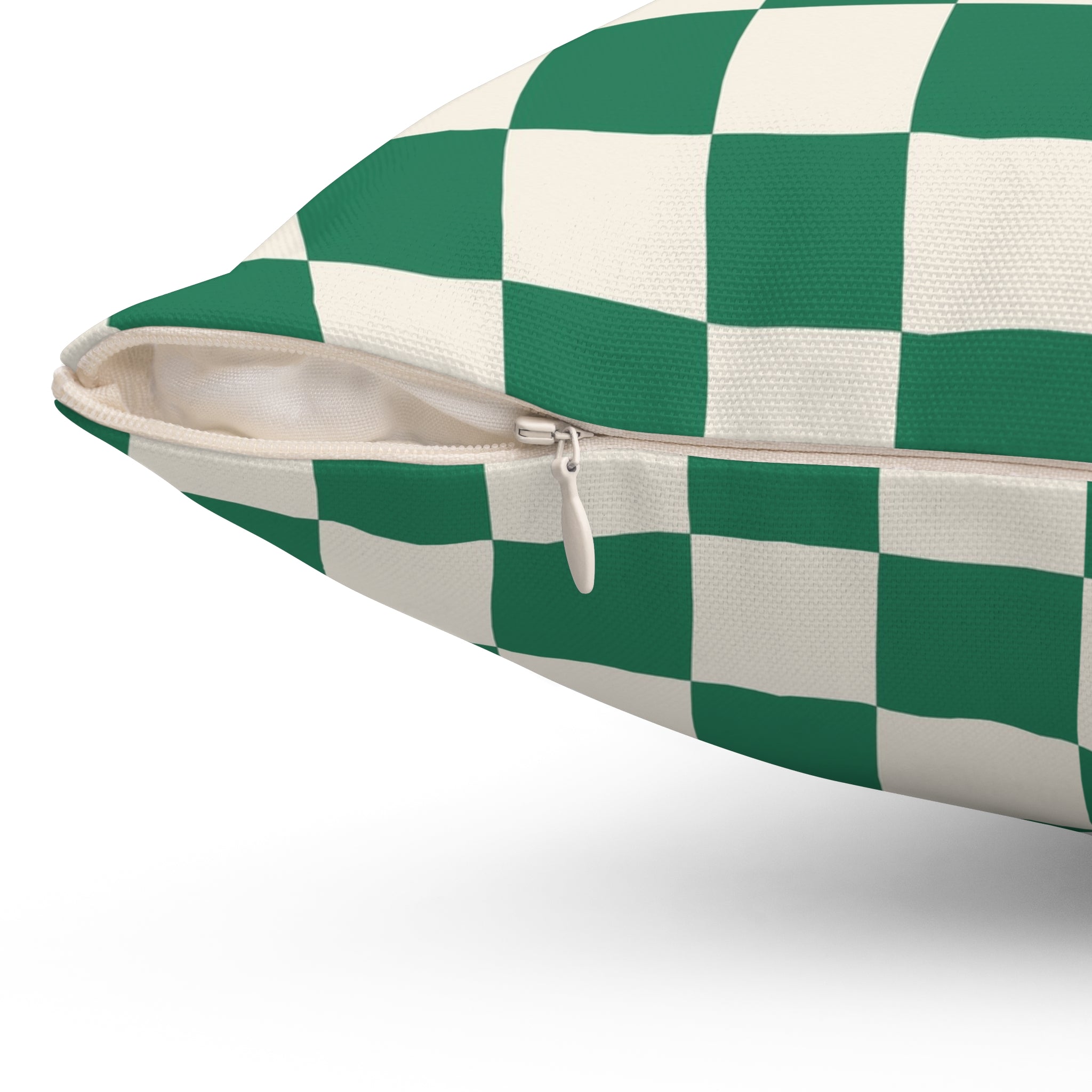 Checkerboard Dark Green Spun Polyester Square Pillow, Artsulli - Art is Long, Life is Short, Home Decor, , , , , , , 