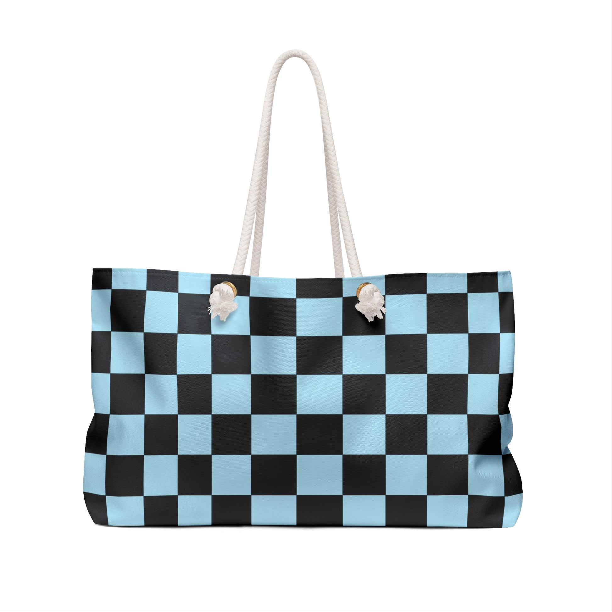 Checkerboard Black and Blue Weekender Bag, Artsulli - Art is Long, Life is Short, Bags, , , , , , , 