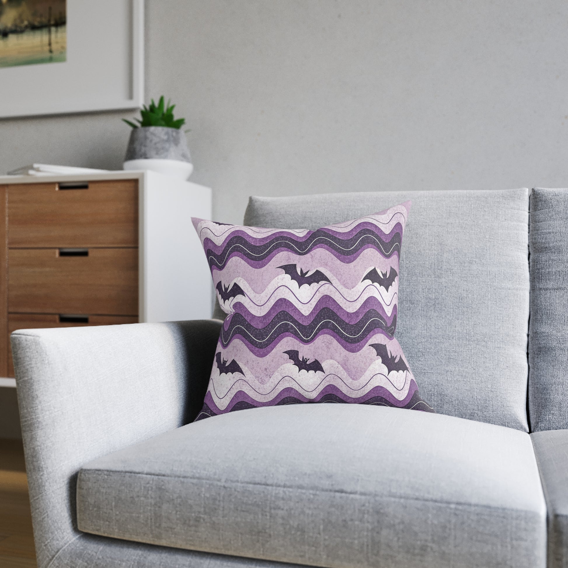 Bat Wave Square Pillow, Artsulli - Art is Long, Life is Short, Home Decor, , , , , , , 