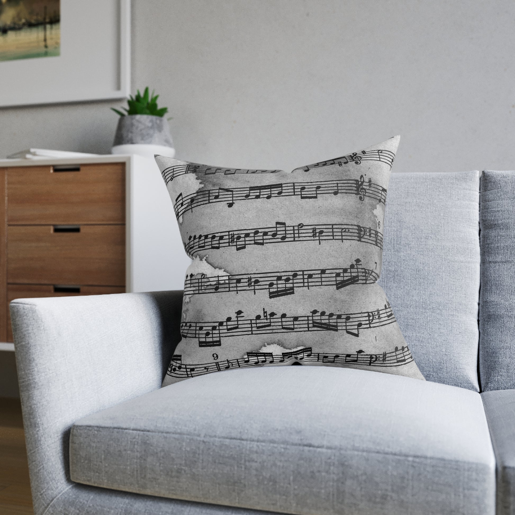 Drip Spill Type Beat Sheet Music Black Square Pillow, Artsulli - Art is Long, Life is Short, Home Decor, , , , , , , 