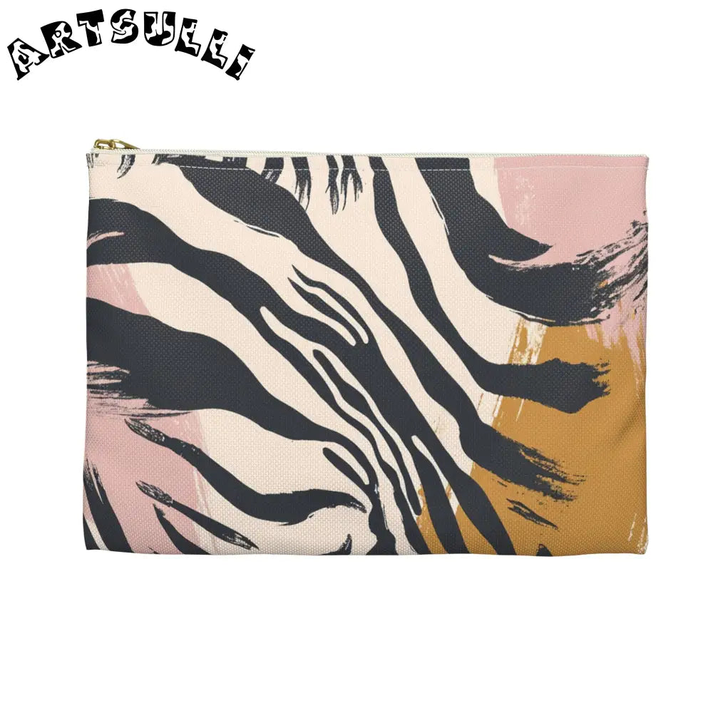 JAKKOUTTHEBXX Abstract Zebra Art Printed Clutch Bag Black Beige Pink