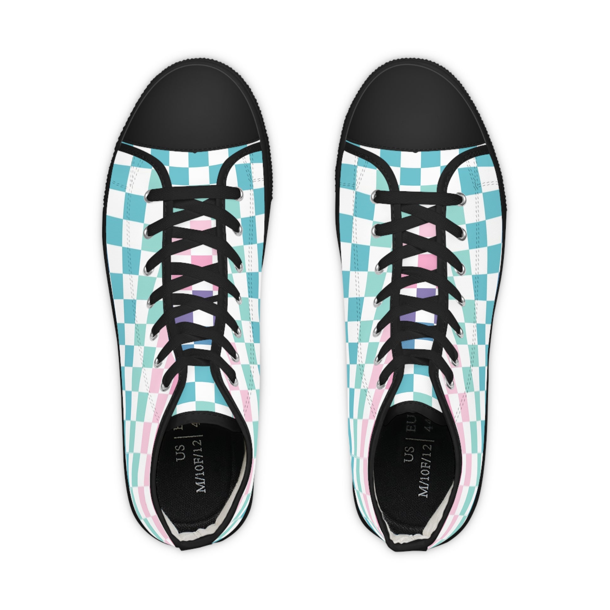 Vaporwave Rainbow  Checkerboard II Multi-Color Men's High Top Sneakers, Artsulli - Art is Long, Life is Short, Shoes, , , , , , , 