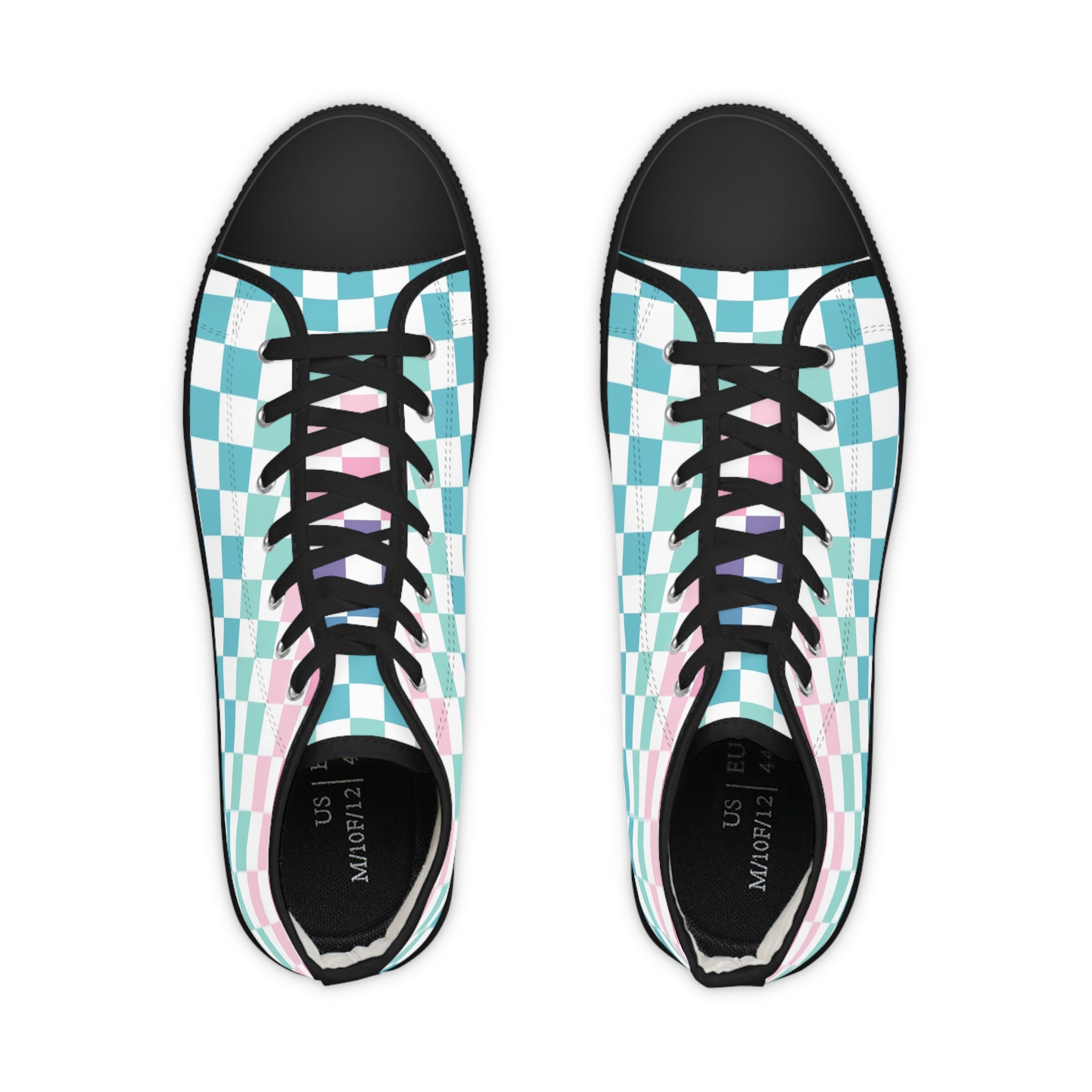 Vaporwave Rainbow  Checkerboard II Multi-Color Men's High Top Sneakers, Artsulli - Art is Long, Life is Short, Shoes, , , , , , , 