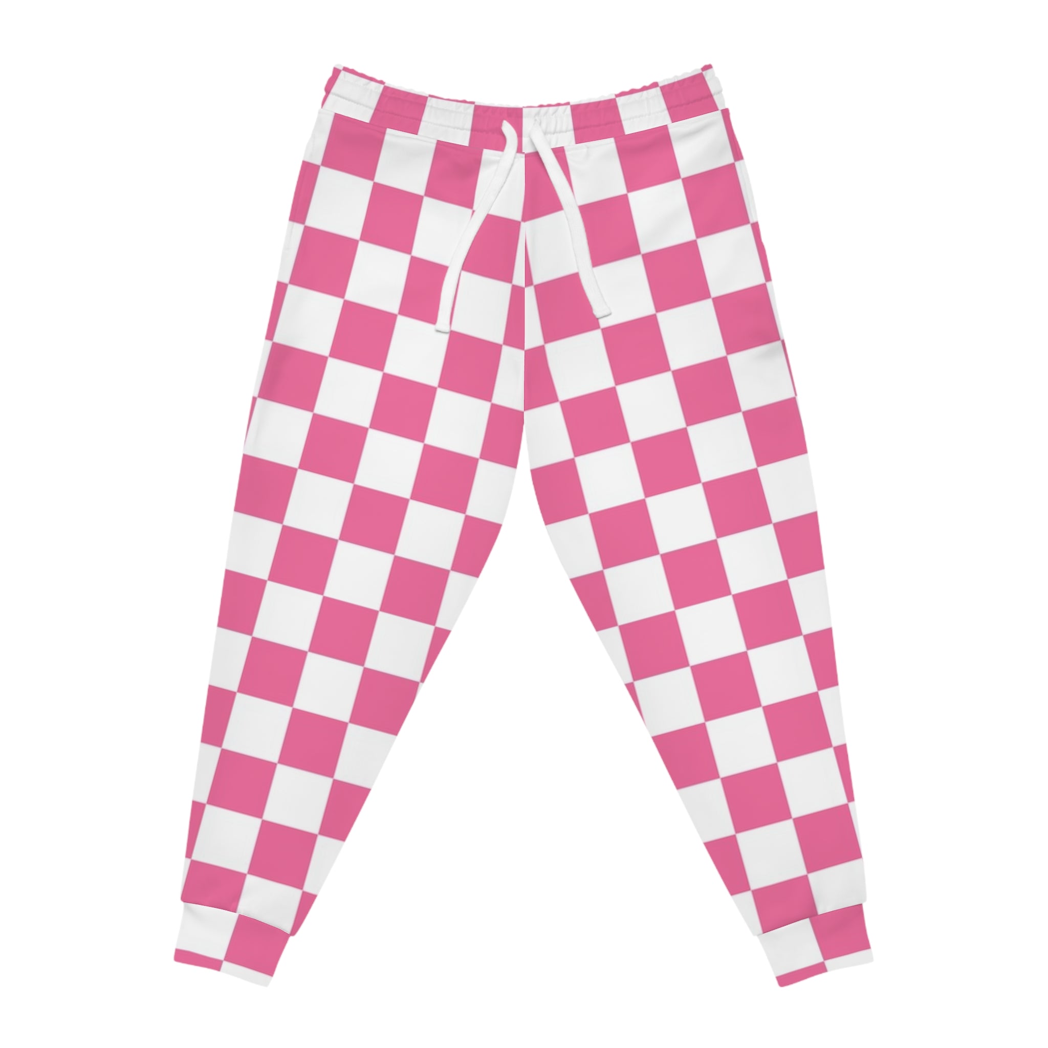 Yuyushiki Pink Check Athletic Joggers (AOP), Artsulli - Art is Long, Life is Short, All Over Prints, Size, S, Color, Seam thread color automatically matched to design, , , 10447162131256962279