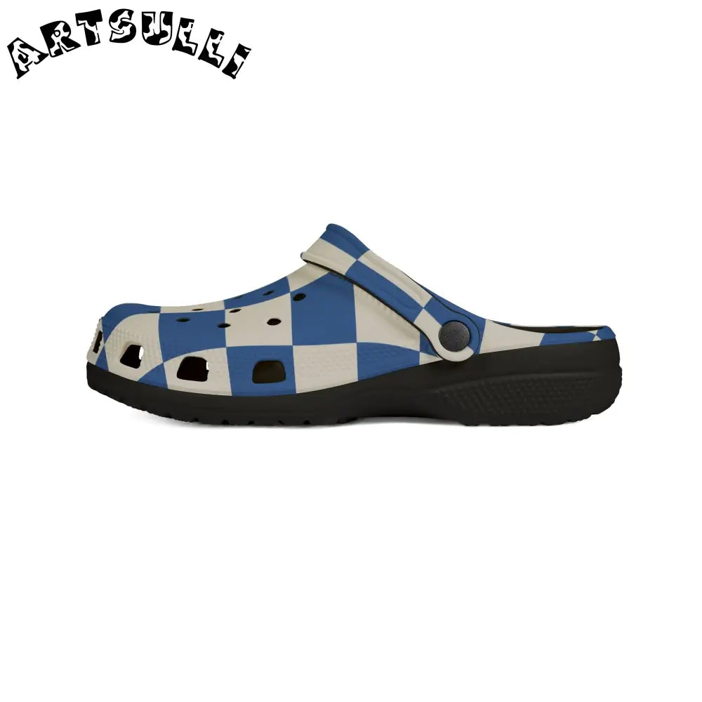 JAKKOUTTHEBXX Checkerboard Blue EVA Foam Rubber Shoes (AOP)