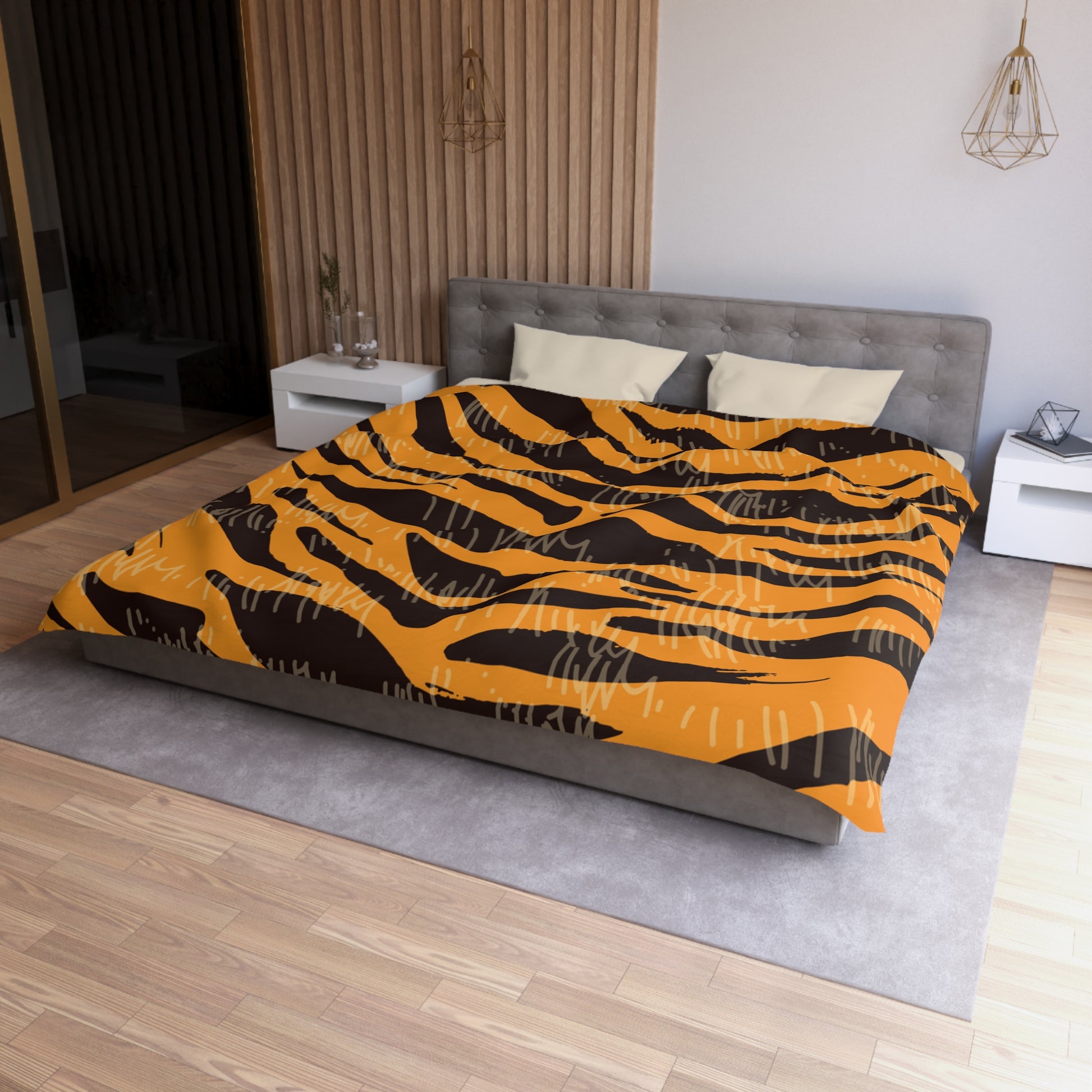 Tiger Scratches Orange & Black Microfiber Duvet Cover, Artsulli - Art is Long, Life is Short, Home Decor, , , , , , , 