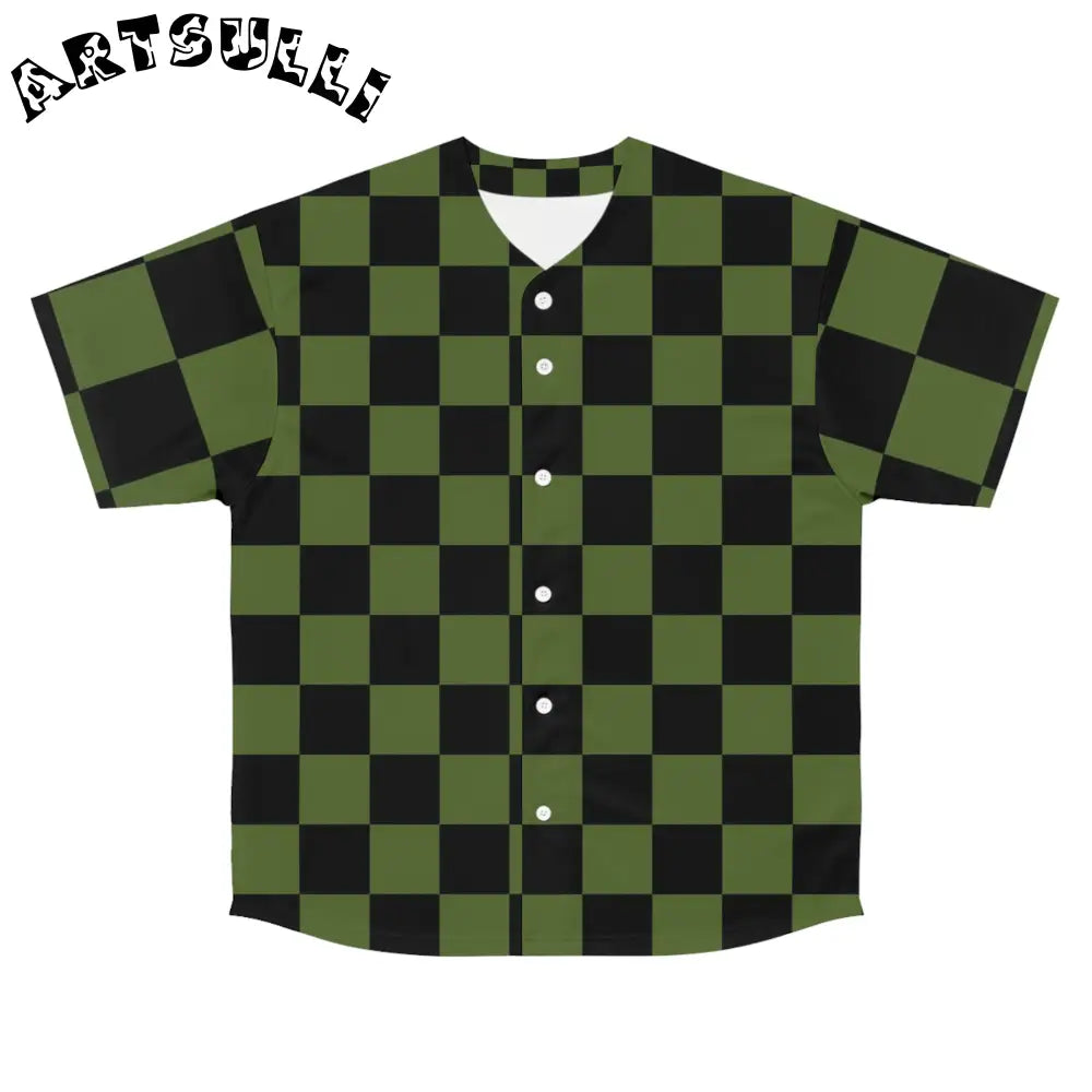 JAKKOUTTHEBXX Checkerboard Olive Green and Black Men’s Baseball