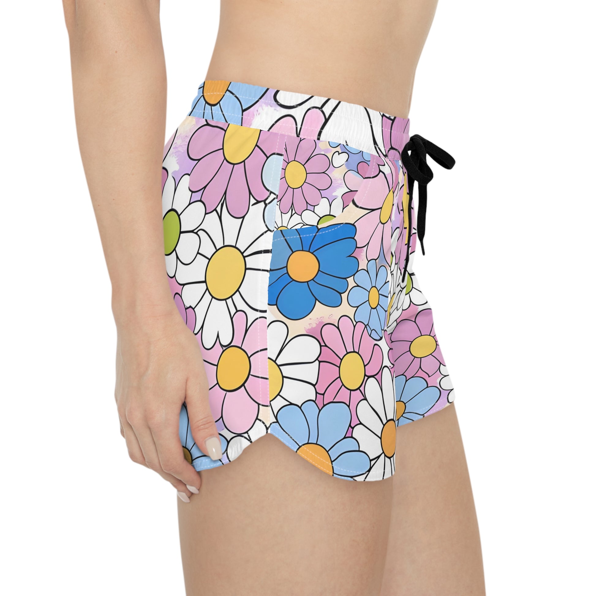 Flower Hour Purple and Blue Women's Casual Shorts (AOP), Artsulli - Art is Long, Life is Short, All Over Prints, , , , , , , 