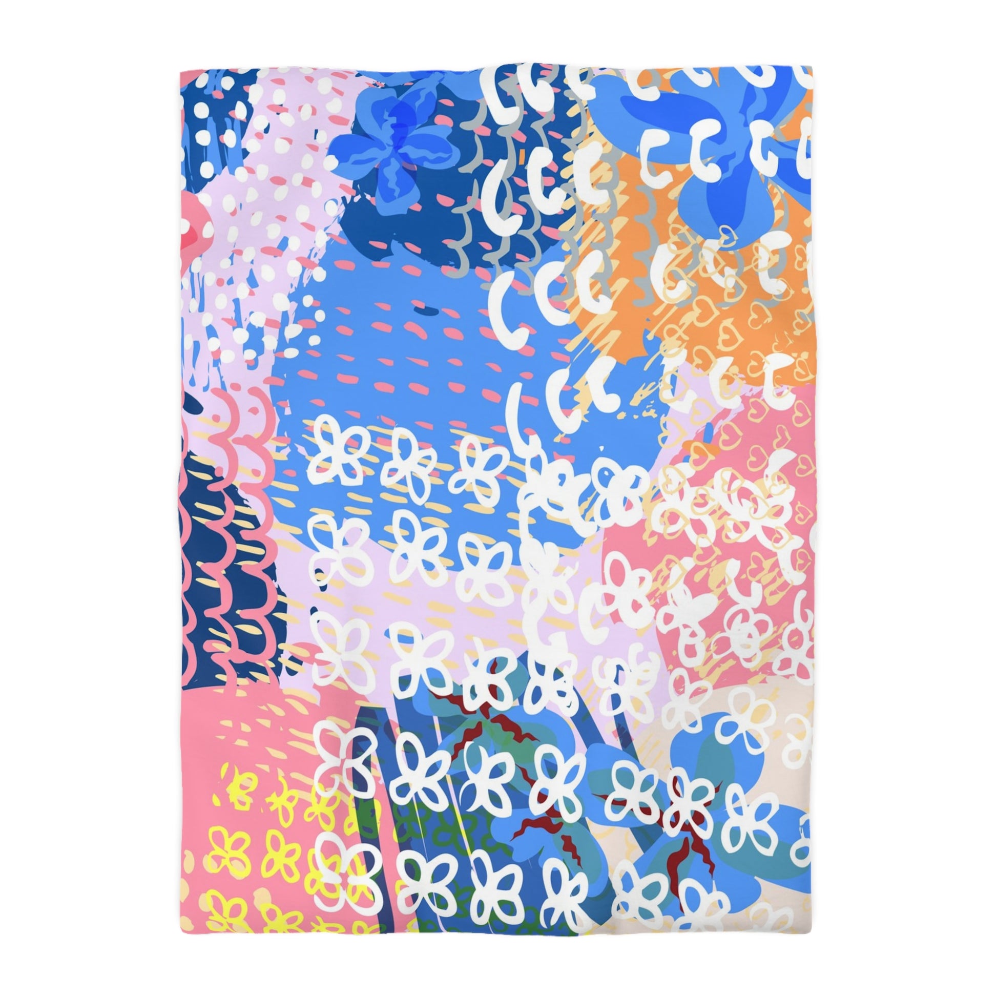 Flowers x Doodles x Hearts Multi-Color Microfiber Duvet Cover, Artsulli - Art is Long, Life is Short, Home Decor, Size, Twin XL, Color, Cream, , , 81599186724918883899