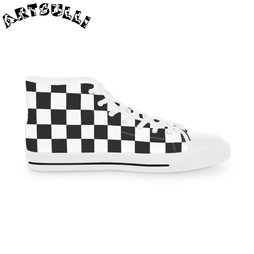 JAKKOUTTHEBXX Checkerboard White and Black Men’s High Top Sneakers