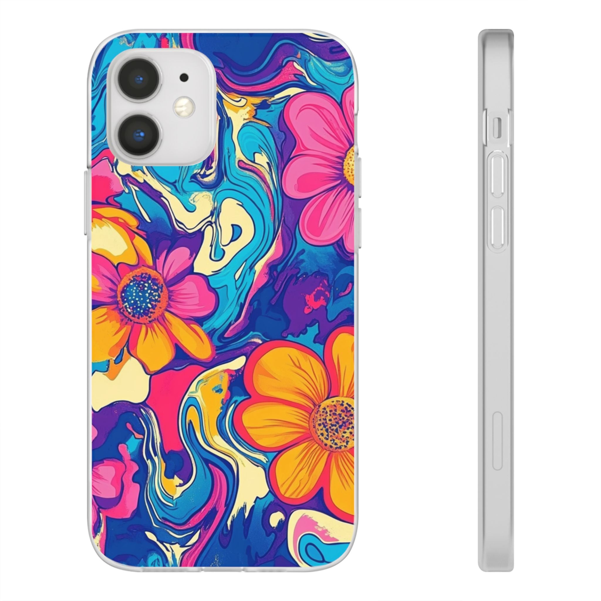 Vibrant Psychedelic Floral Flexi Case, Artsulli - Art is Long, Life is Short, Phone Case, Size, iPhone 12, , , , , 31252684015493619244