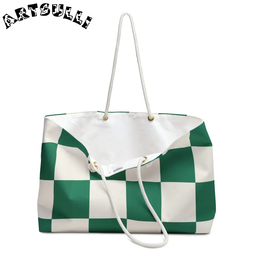 JAKKOUTTHEBXX Checkerboard Dark Green Weekender Bag JAKKOUTTHEBXX
