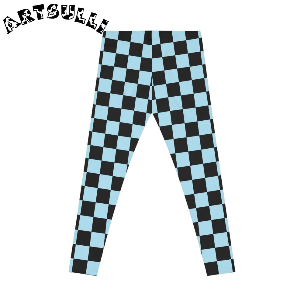JAKKOUTTHEBXX Checkerboard Black and Blue Women’s Casual Leggings