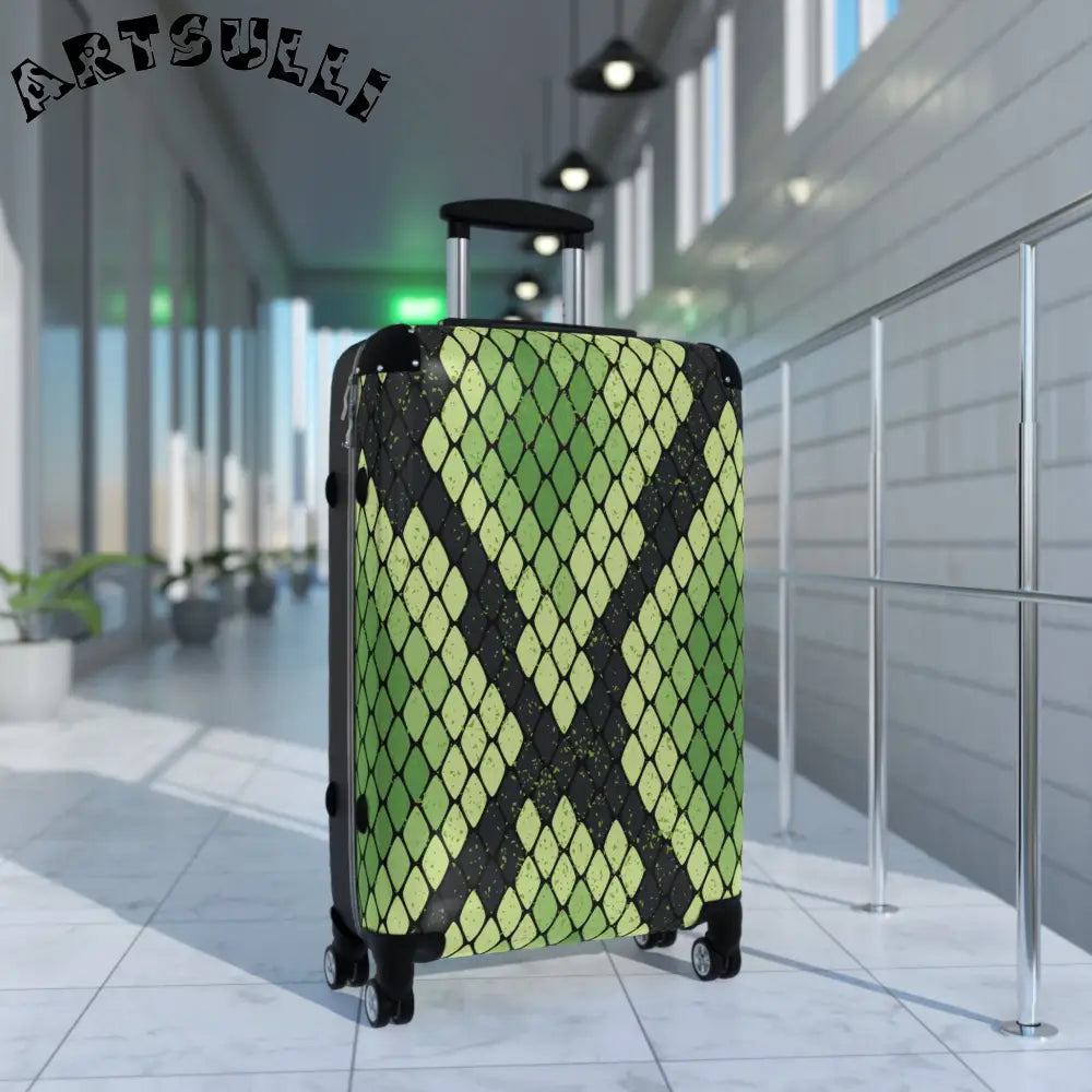 JAKKOUTTHEBXX Snake Skin Green and Black Suitcase JAKKOUTTHEBXX