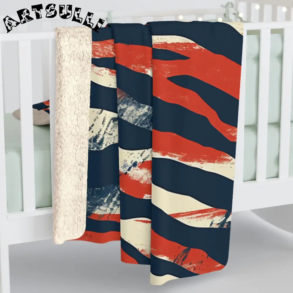 JAKKOUTTHEBXX Red White Blue Abstract Striped Illustration Printed