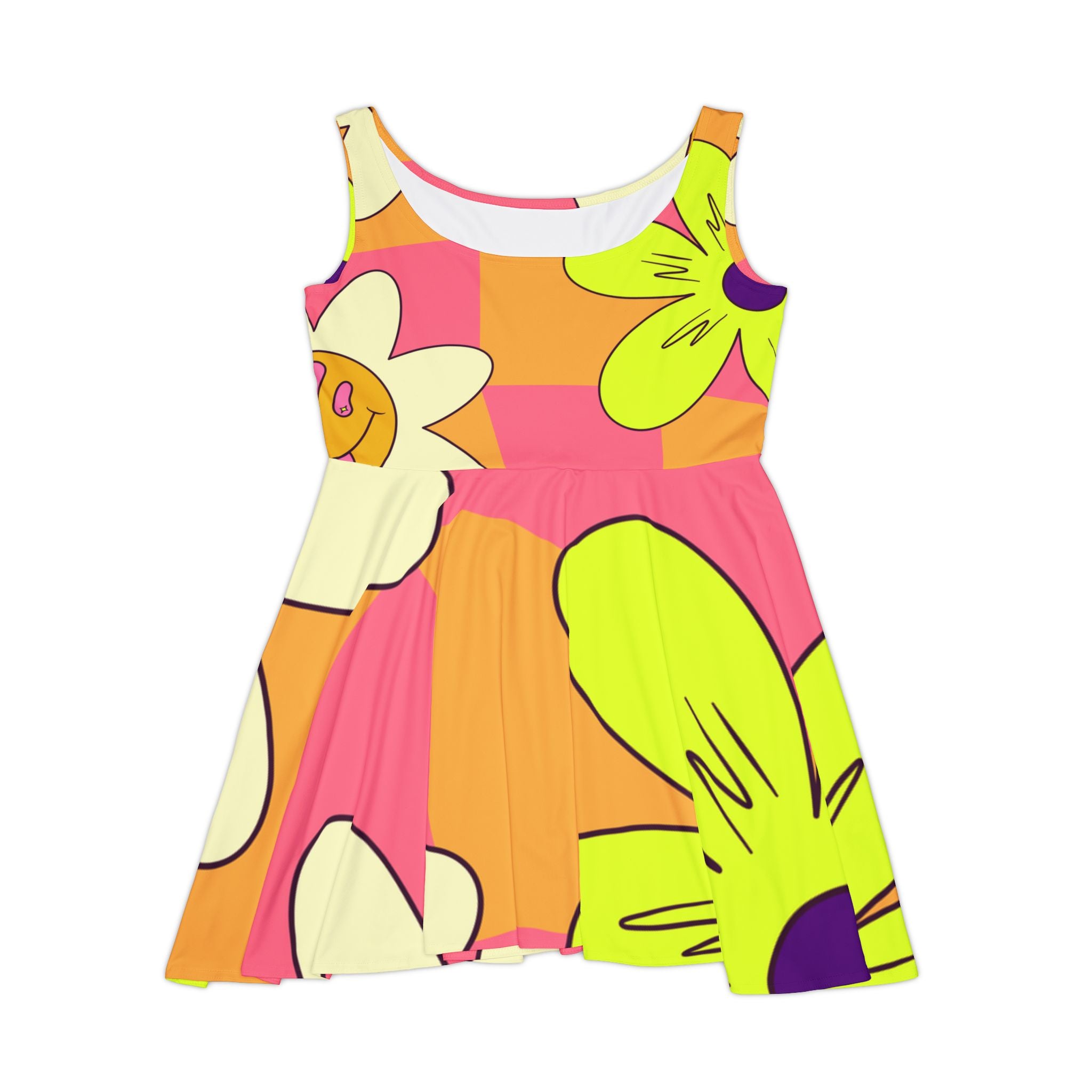 Trippy Sour Face Rave Women's Skater Dress (AOP), Artsulli - Art is Long, Life is Short, All Over Prints, Size, XS, , , , , 14019128062971