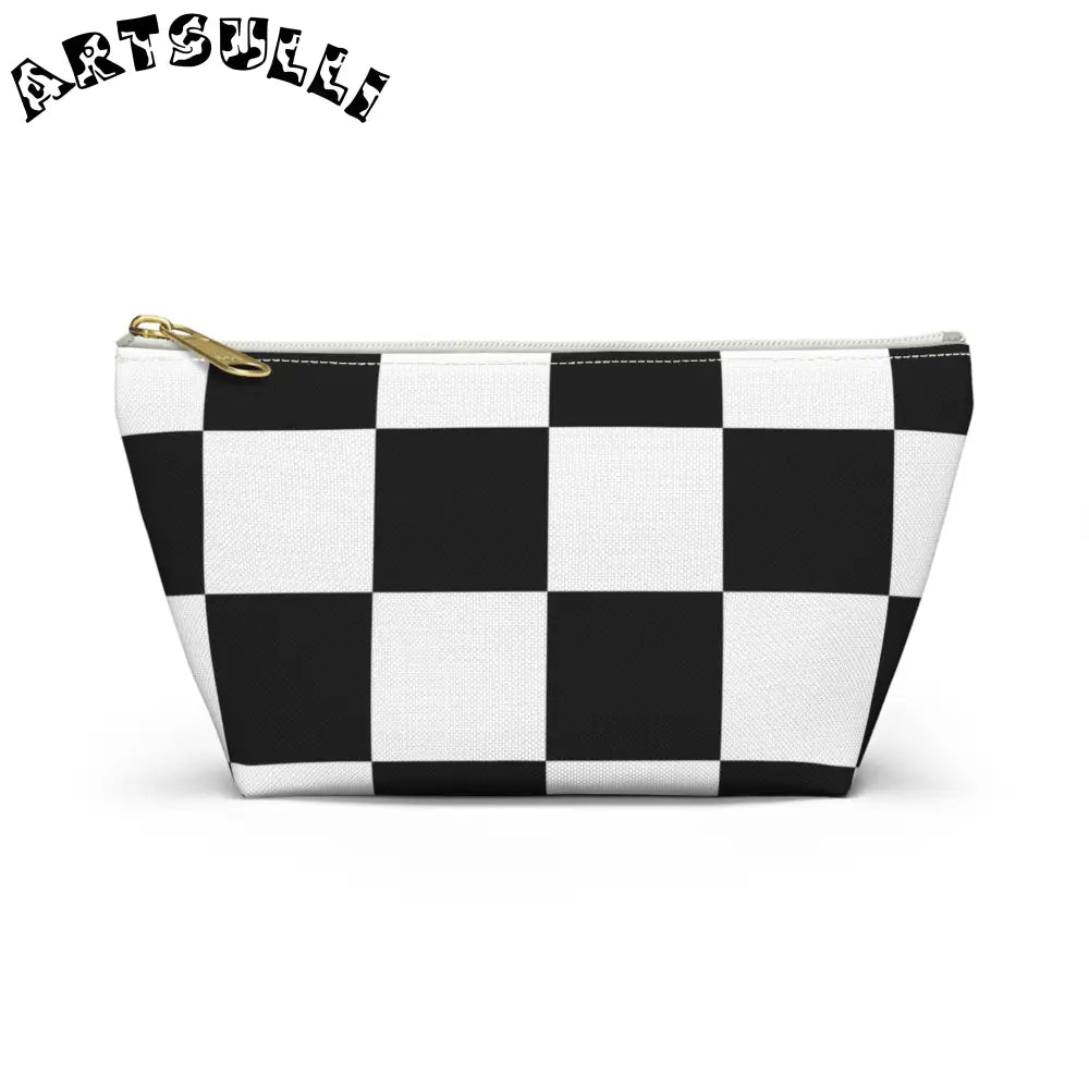 JAKKOUTTHEBXX Checkerboard Black and White Accessory Pouch w