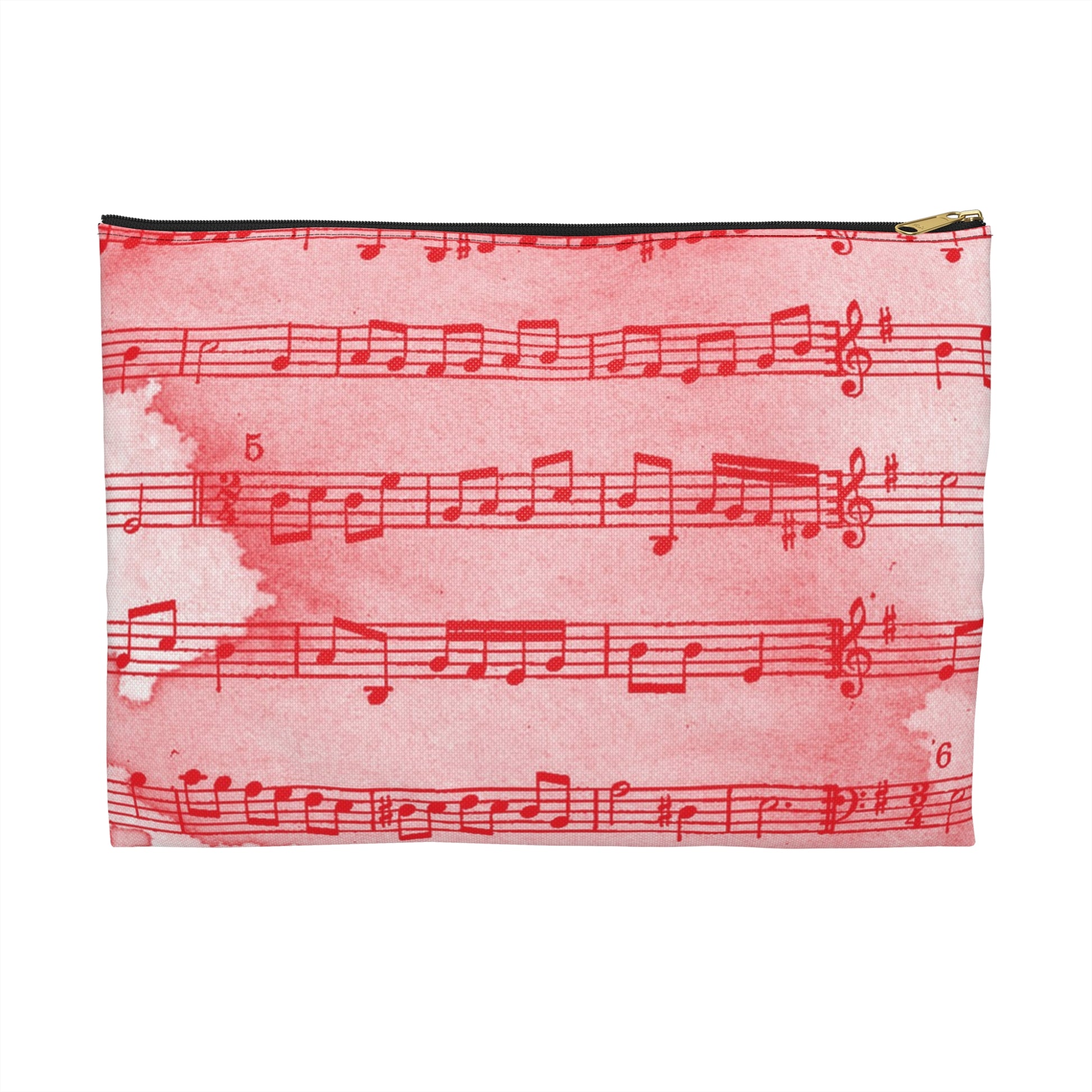 Drip Spill Type Beat Sheet Music Red Accessory Pouch, Artsulli - Art is Long, Life is Short, Bags, Size, Large, Color, Black zipper, , , 26000346439995360580