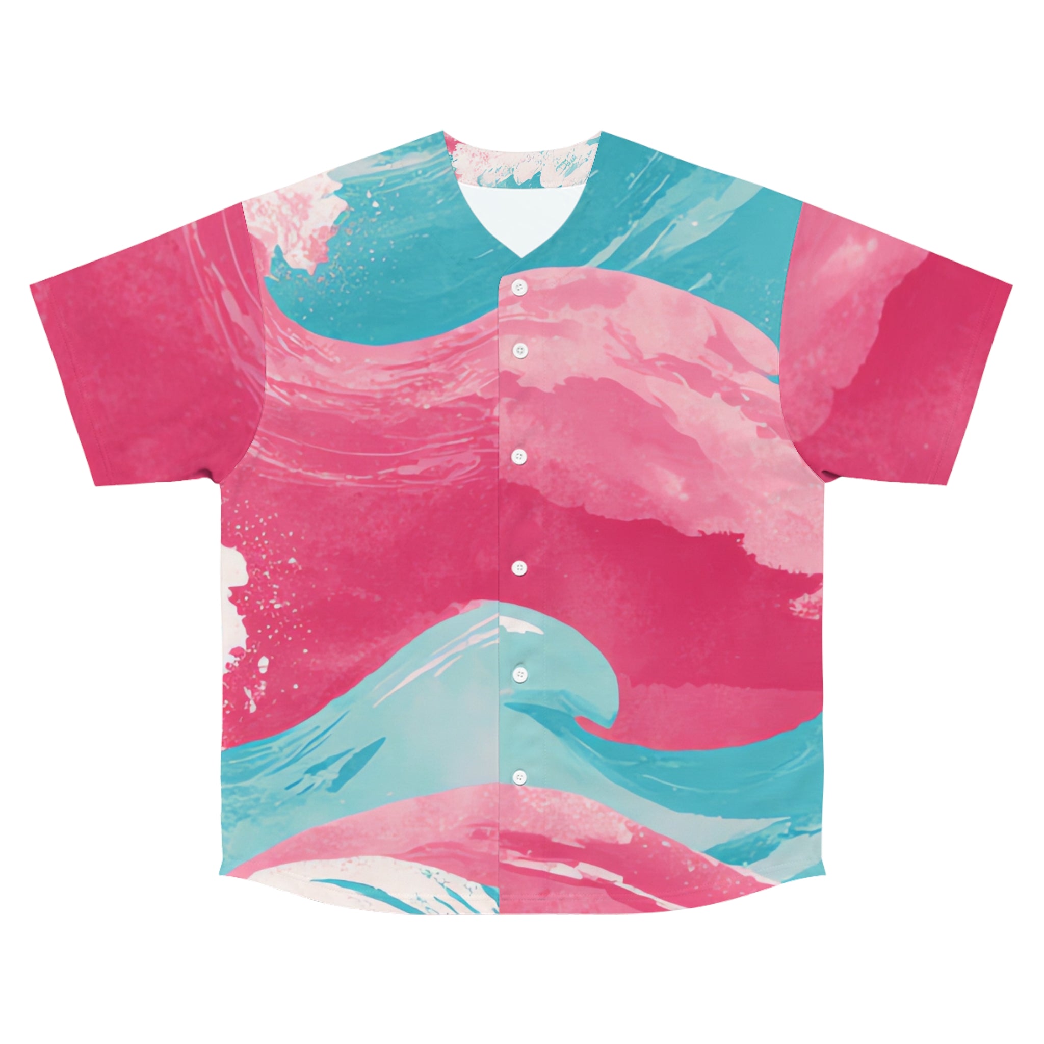 The Great Pastelwave Pink and Blue Men's Baseball Jersey (AOP), Artsulli - Art is Long, Life is Short, All Over Prints, Size, S, Color, Seam thread color automatically matched to design, , , 14534577175414119411