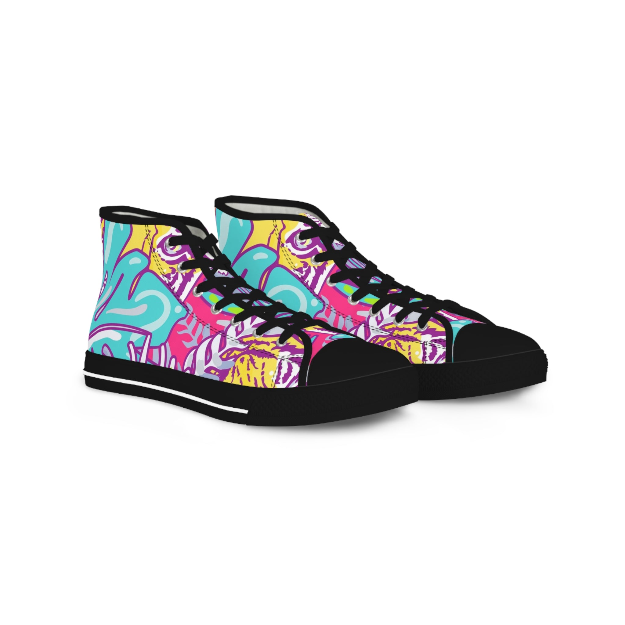 Tropical Jungle Tigers Torquise and Purple Men's High Top Sneakers, Artsulli - Art is Long, Life is Short, Shoes, Size, US 5, Color, Black sole, , , 15017809774334