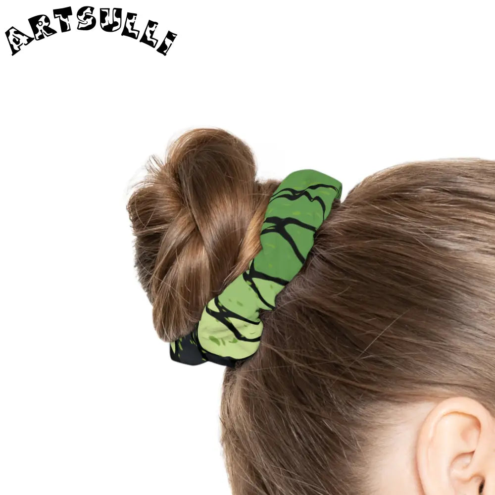JAKKOUTTHEBXX Snake Skin Green and Black Scrunchie JAKKOUTTHEBXX