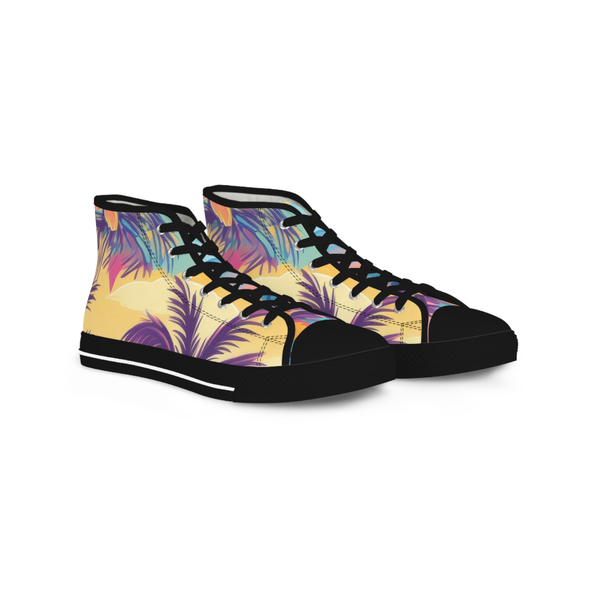 Sunset Paradise II  Men's High Top Sneakers, Artsulli - Art is Long, Life is Short, Shoes, Size, US 5, Color, Black sole, , , 15646322535066354770