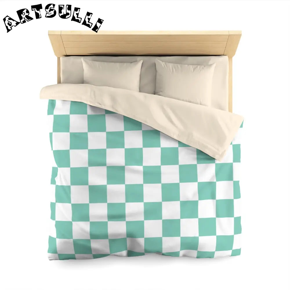 JAKKOUTTHEBXX Checkerboard Light Green Microfiber Duvet Cover